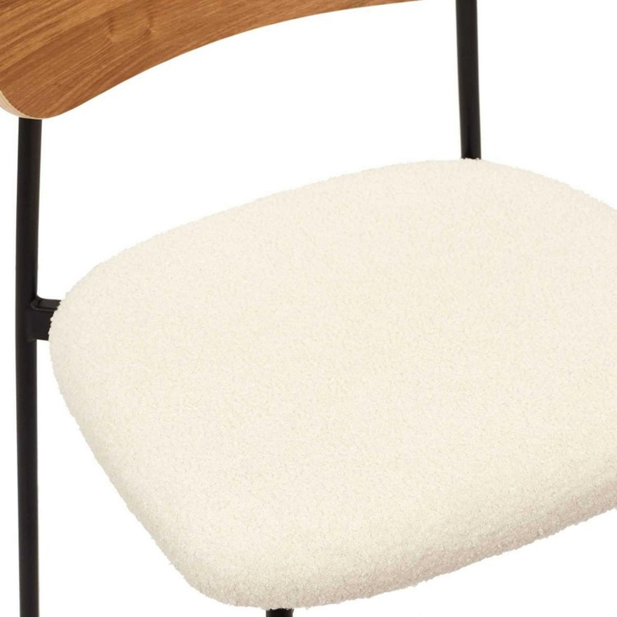 Voir la diapositive 6 : TOILINUX Lot de 4 chaises de table avec assise en bouclette loki - beige et blanc