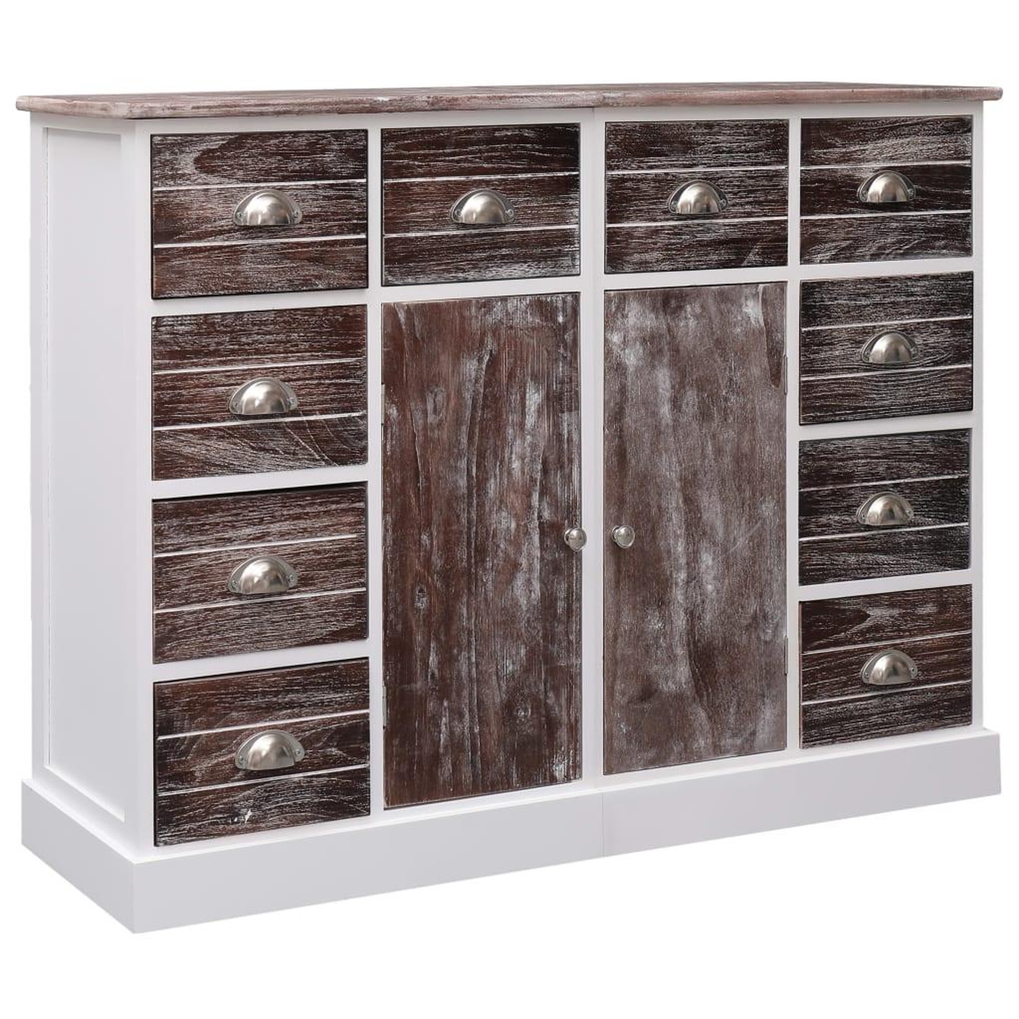 Voir la diapositive 1 : VIDAXL Buffet avec 10 tiroirs Marron 113x30x79 cm Bois