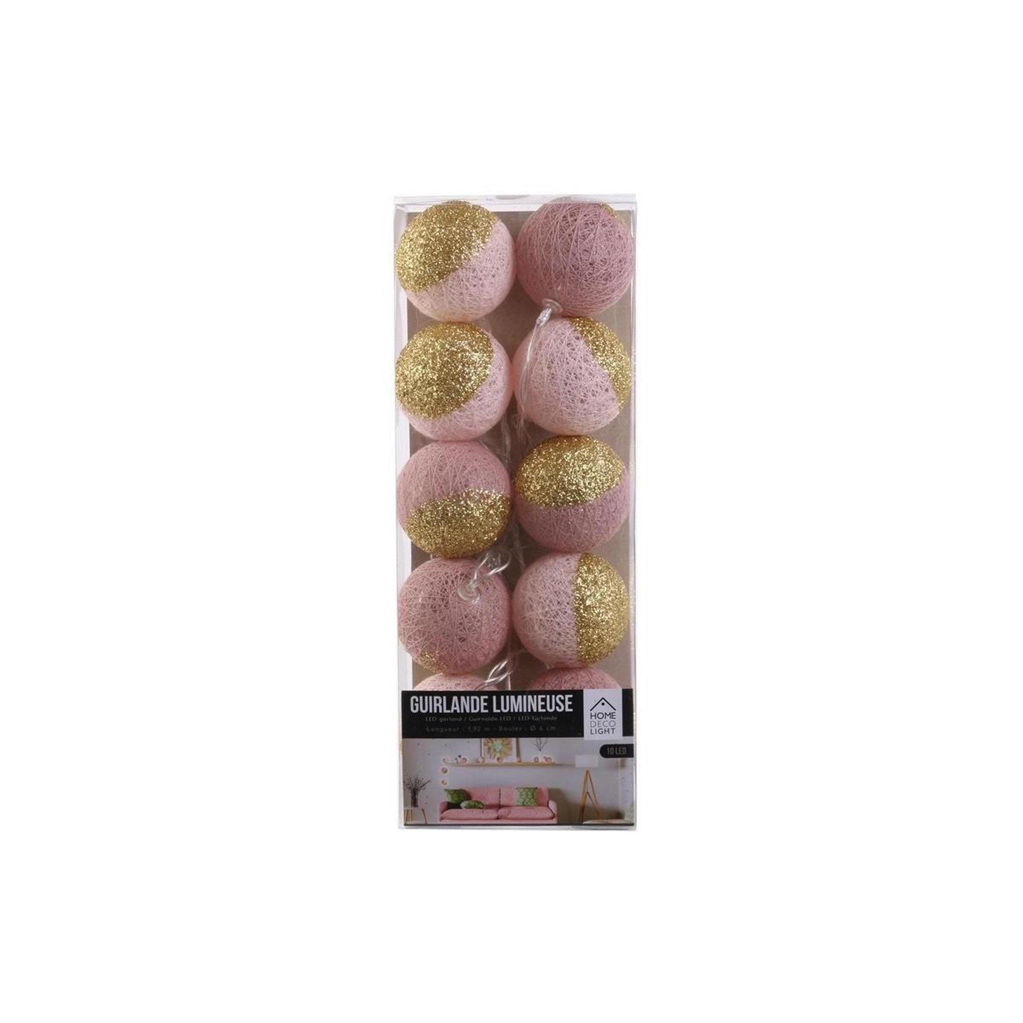 Voir la diapositive 3 : The Home Deco Factory Guirlande lumineuse à led  10 boules  192cm rose & or