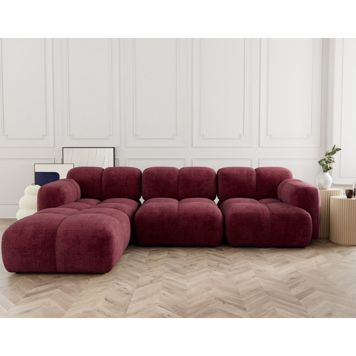 LISA DESIGN Grace - canapé modulable d'angle réversible 4 places en velours texturé