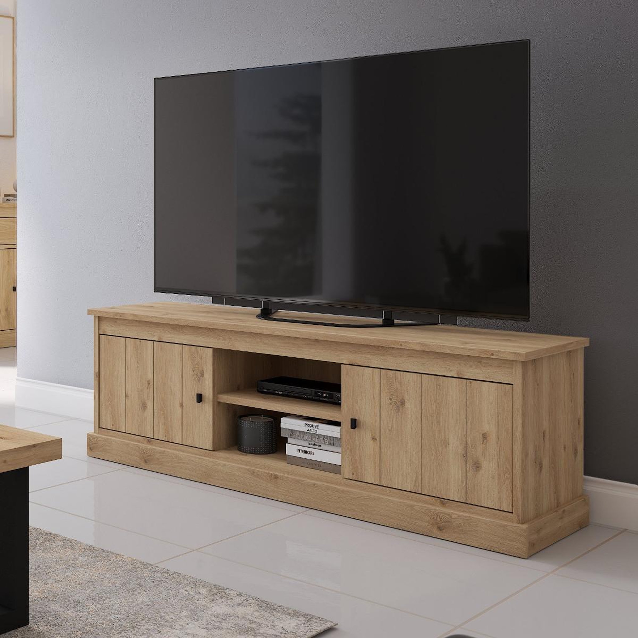 Voir la diapositive 3 : JLC KREATION Meuble tv moderne en bois 2 portes valentine