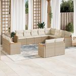 VIDAXL Salon de jardin avec coussins 12 pcs beige resine tressee