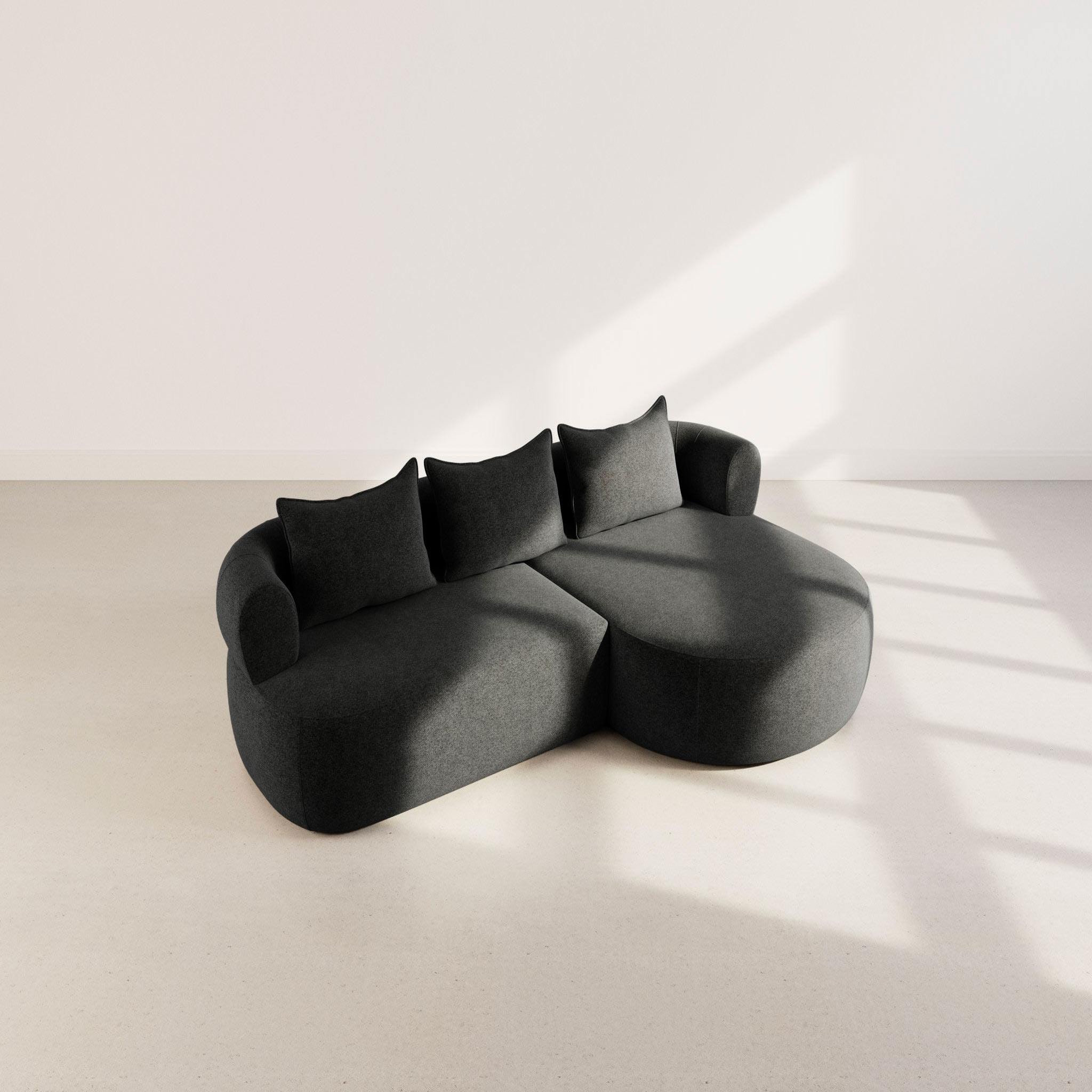 Voir la diapositive 3 : BEST MOBILIER Angela - canapé d'angle droit 4 places en velours texturé