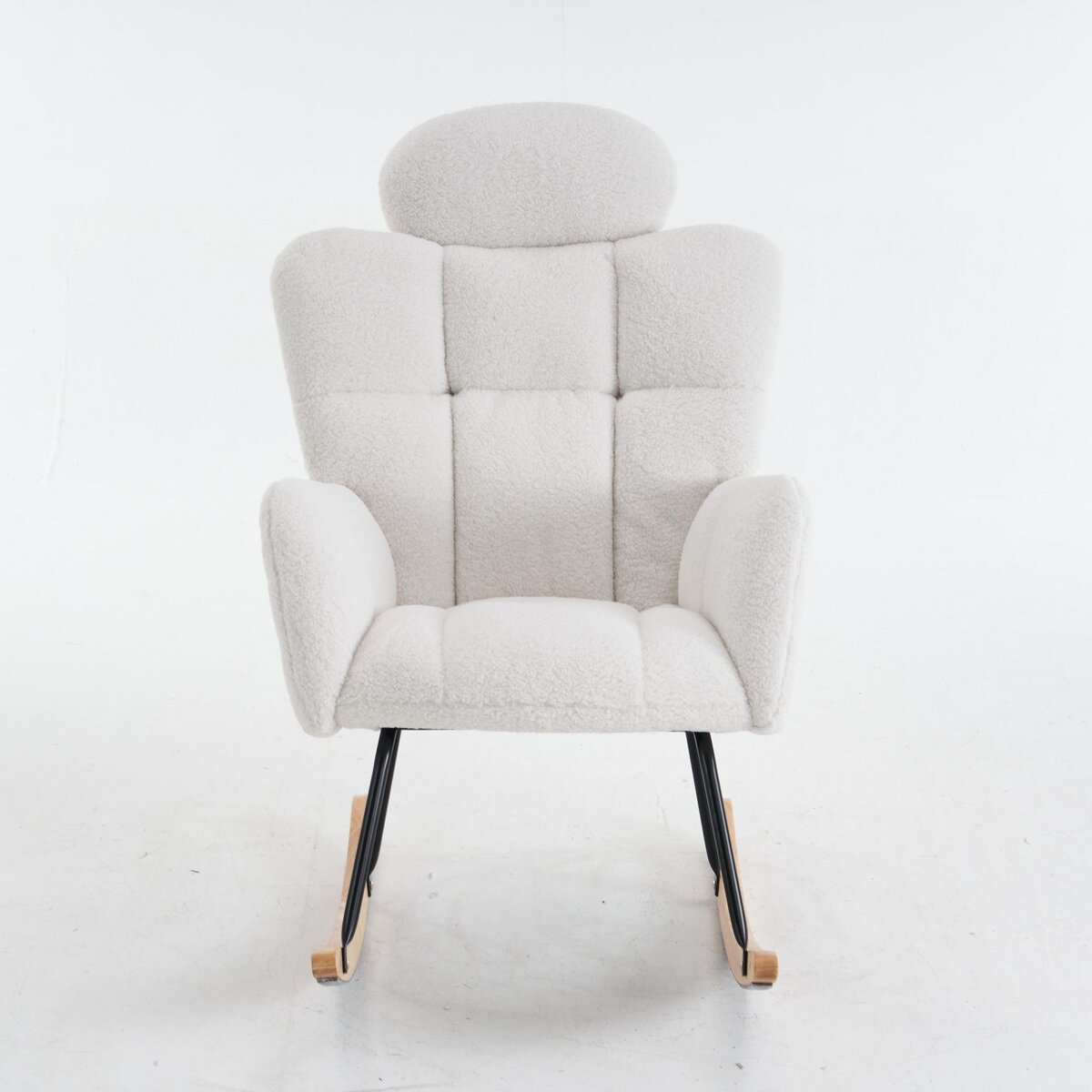 MERAX Fauteuil à Bascule Rocking Chair Fauteuil Relax Avec Têtière Blanc