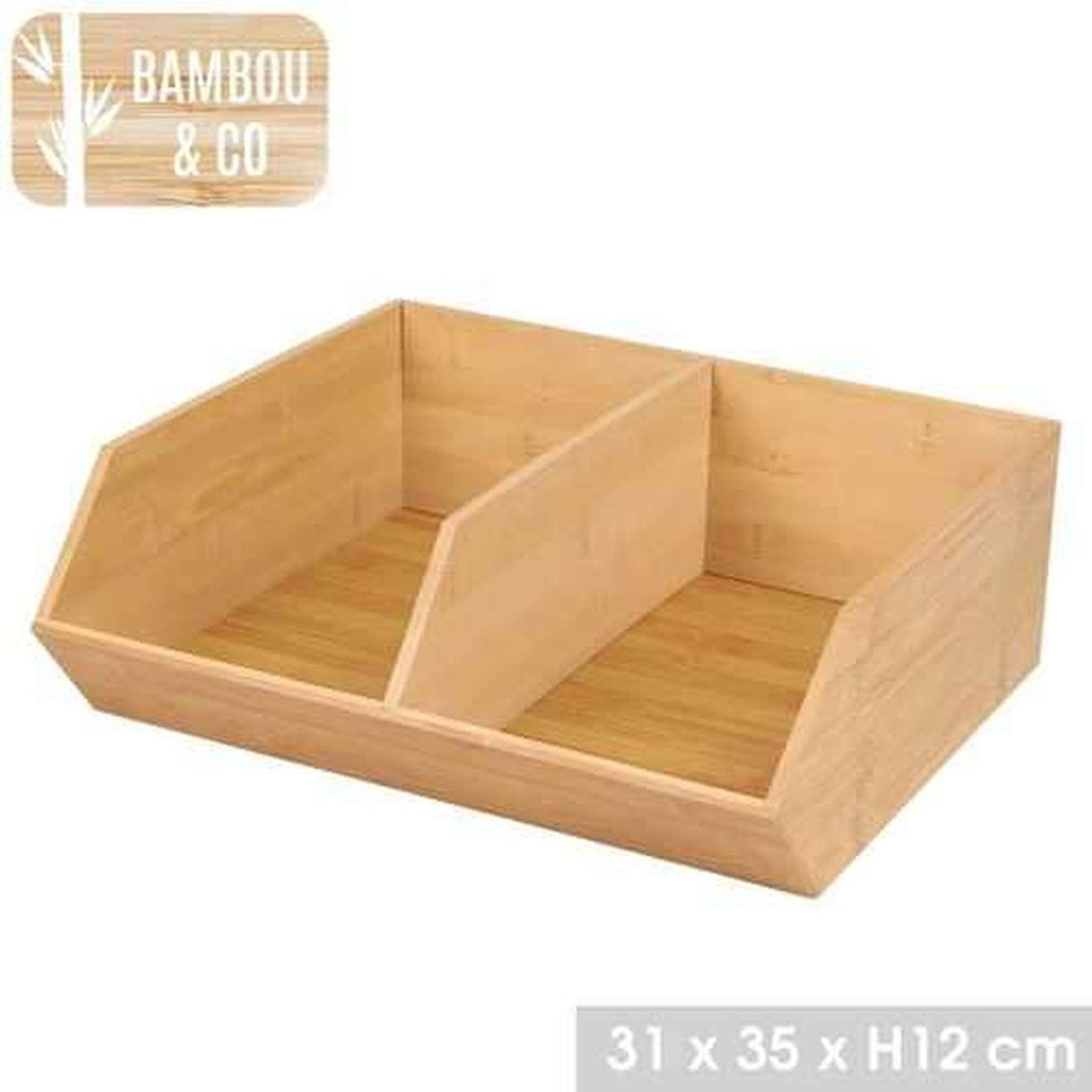 Voir la diapositive 2 : URBAN LIVING Organisateur empilable double en bambou - L. 31 x l. 35 x H. 12 cm