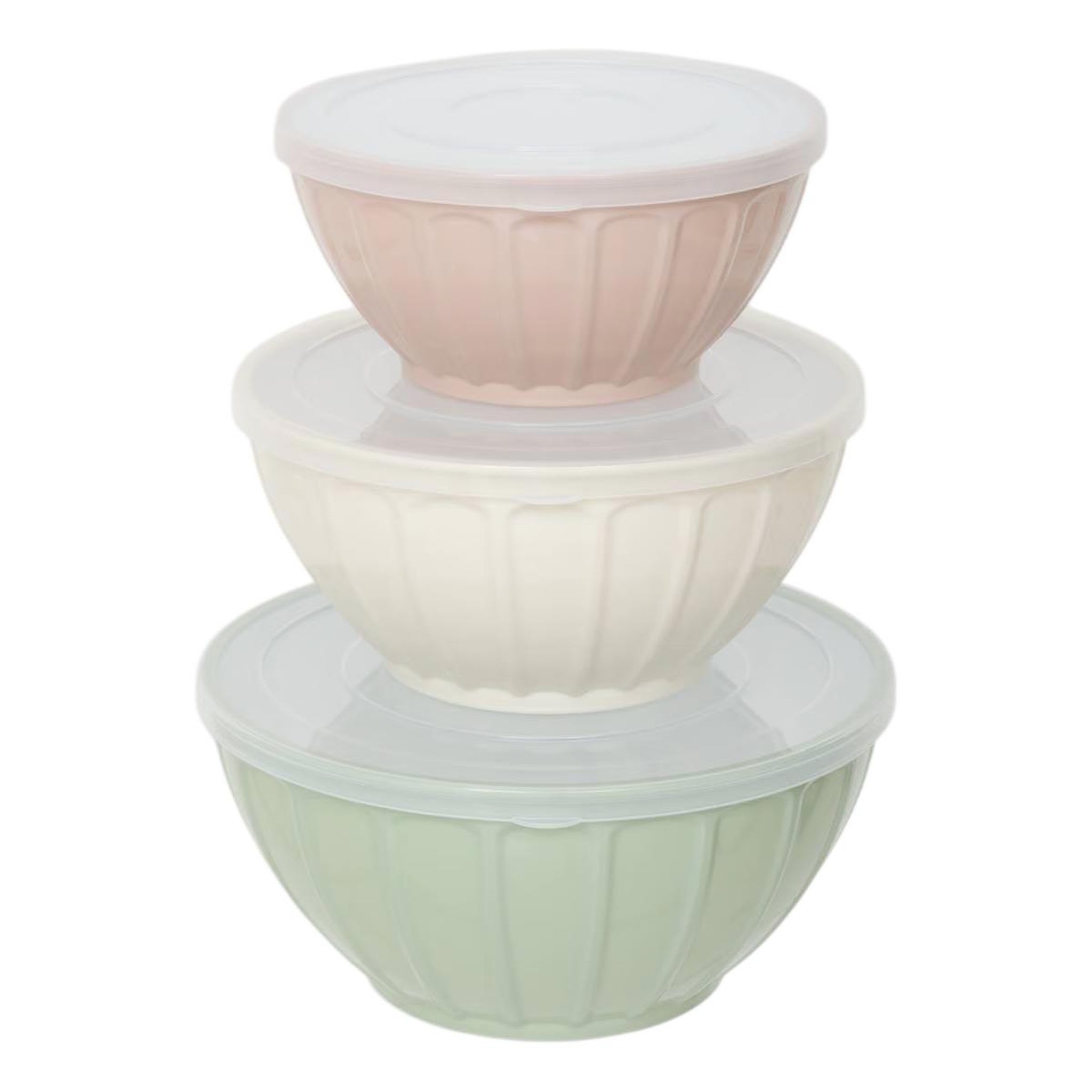 FIVE Lot de 3 saladiers avec couvercle  emboîtable  25cm multicolore
