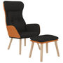 Voir la diapositive 3 : VIDAXL Chaise de relaxation avec repose-pied Noir Similicuir et tissu