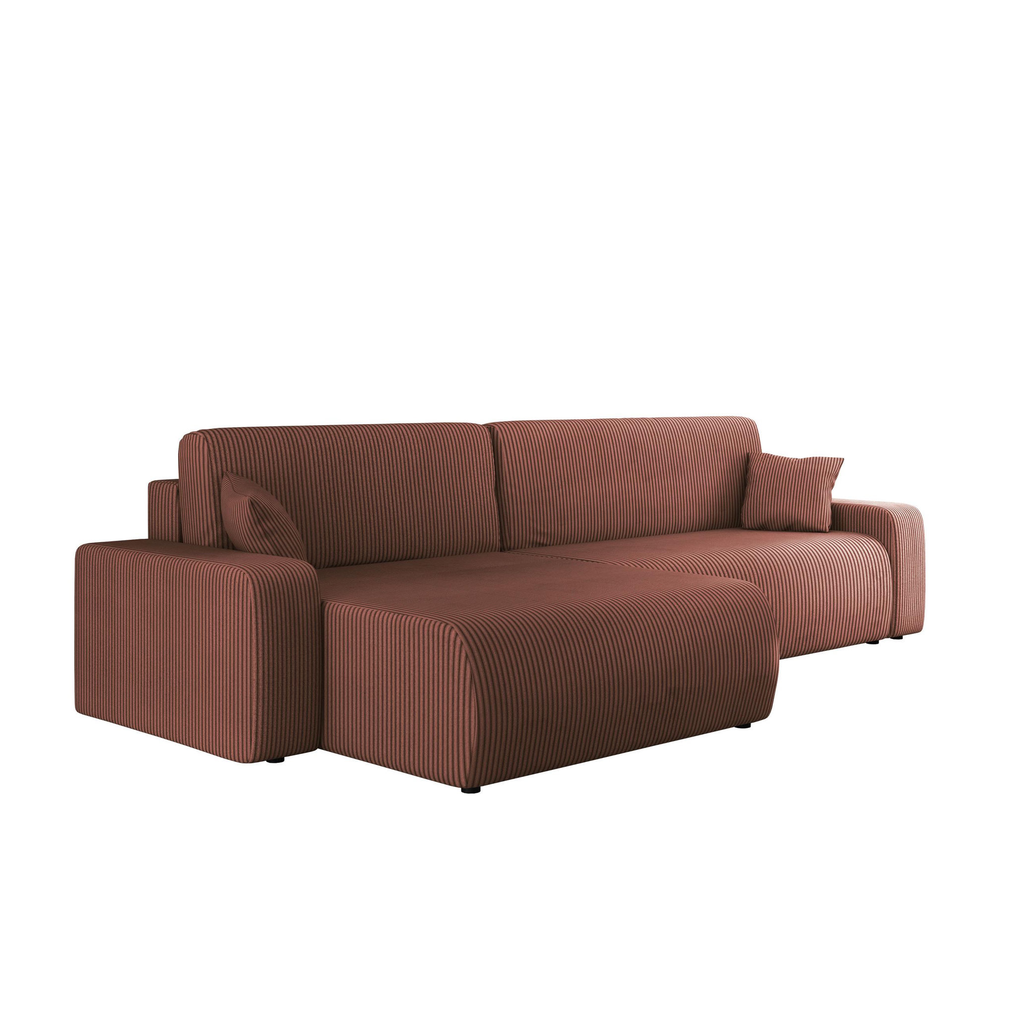 Voir la diapositive 5 : BEST MOBILIER Artemisa - canapé d'angle réversible 5 places convertible avec coffre en velours côtelé
