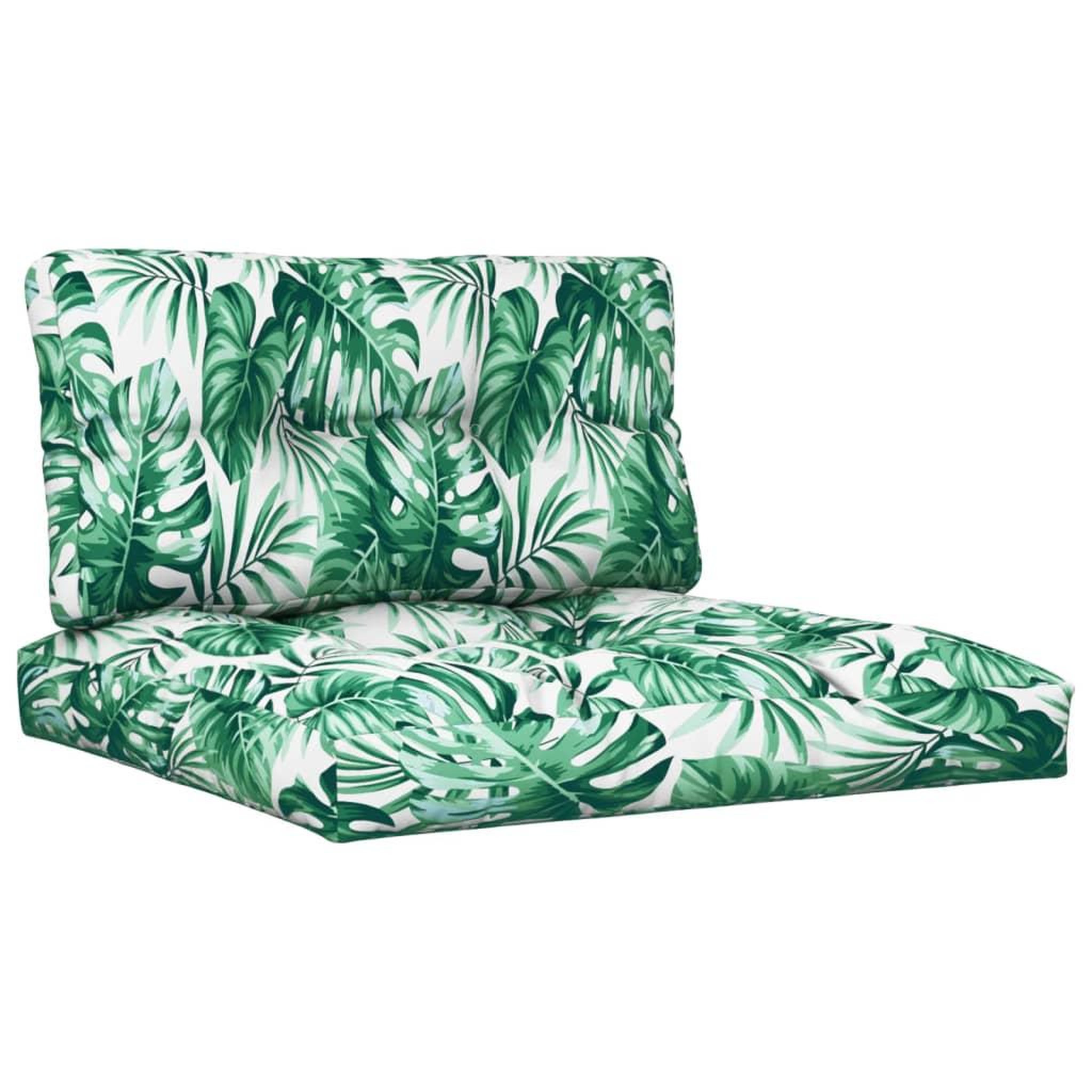 Voir la diapositive 2 : VIDAXL Coussins de palette lot de 2 motif de feuilles tissu