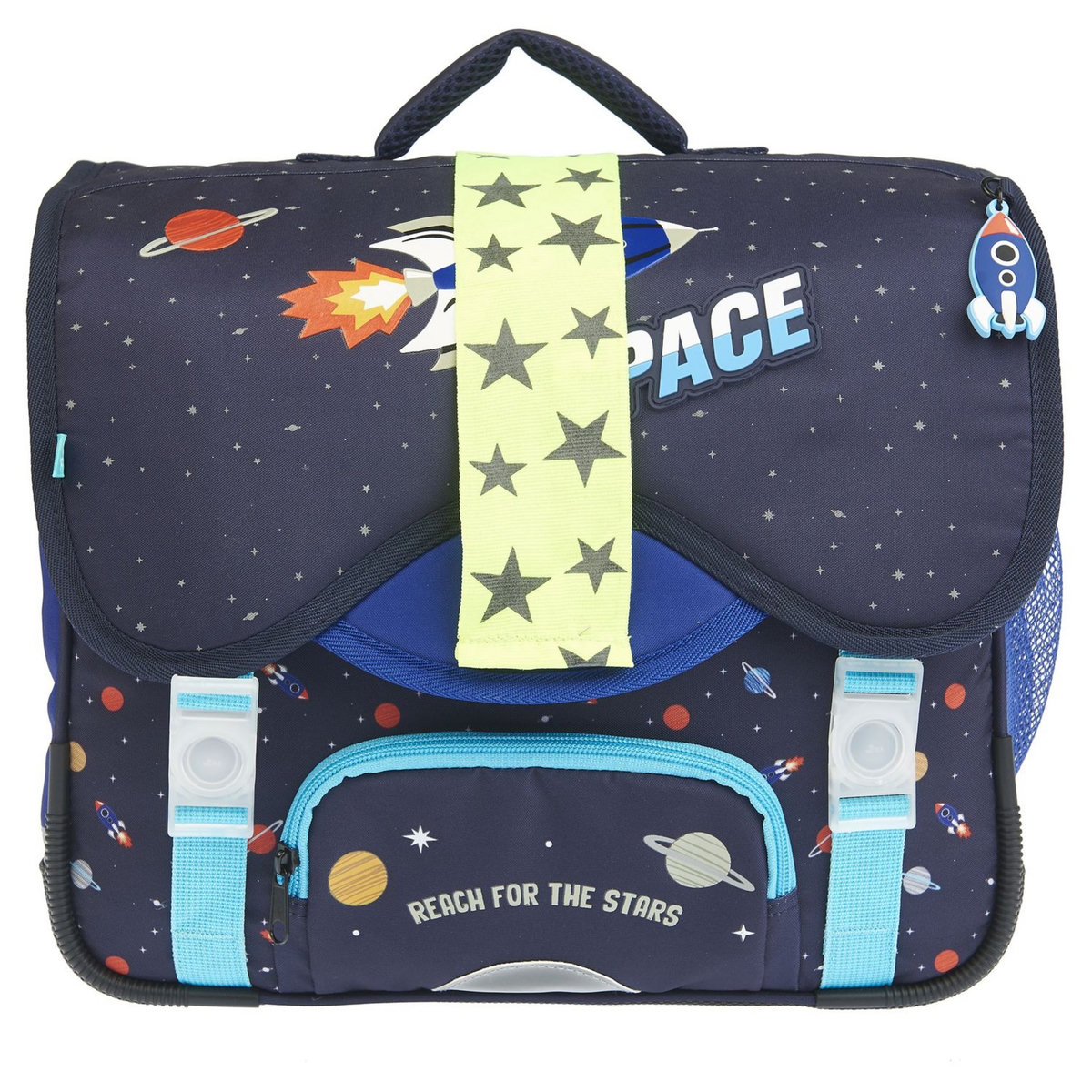 AUCHAN Cartable 36 cm bleu réfléchissant ESPACE