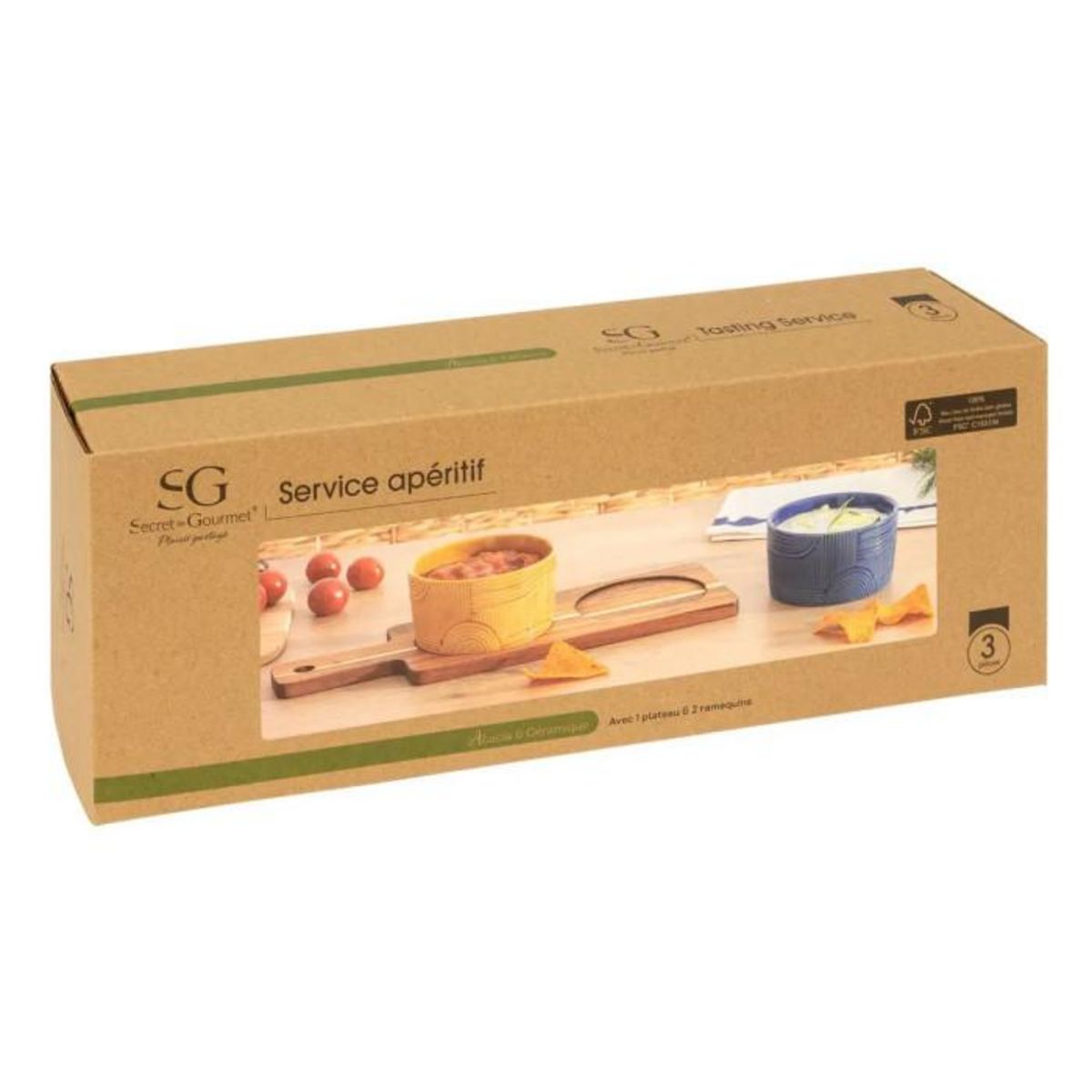 SECRET DE GOURMET Service Apéritif 3 Pièces  Soleya  11cm Multicolore