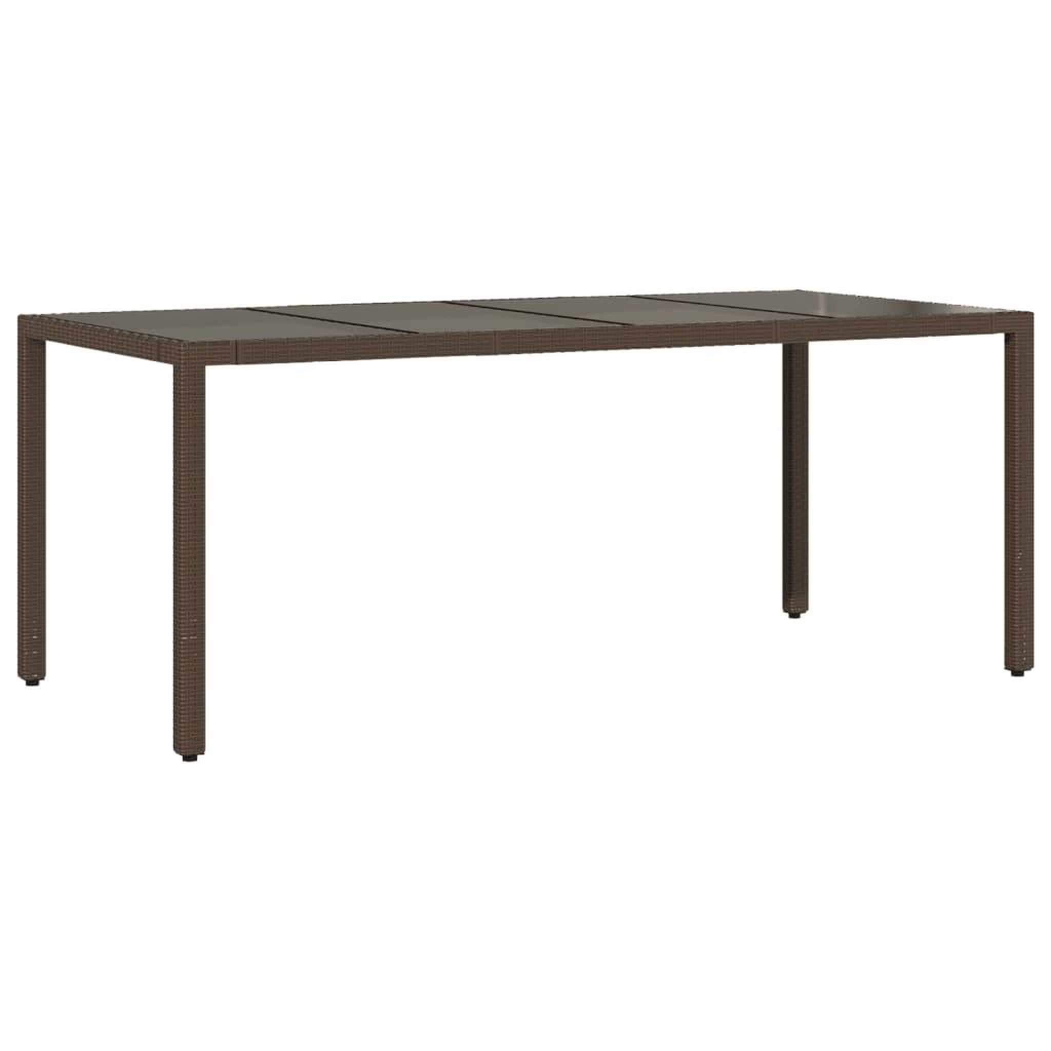 Voir la diapositive 2 : VIDAXL Table de jardin avec dessus en verre marron resine tressee