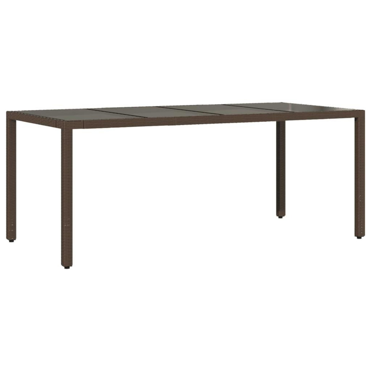 VIDAXL Table de jardin avec dessus en verre marron resine tressee