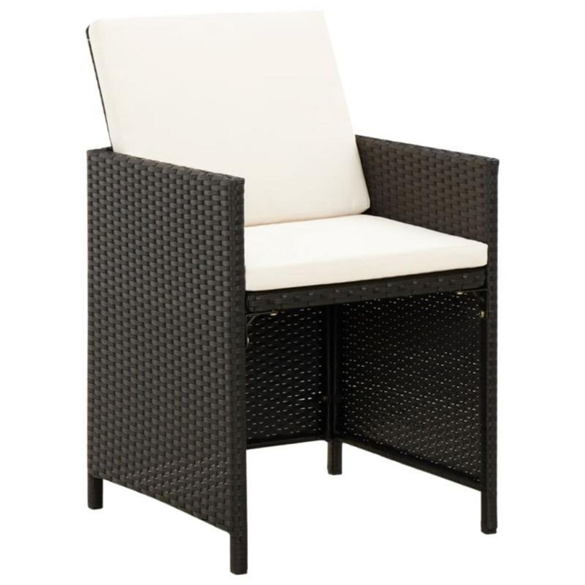 VIDAXL Jeu de chaise et tabouret de jardin 4 pcs Résine tressée Noir