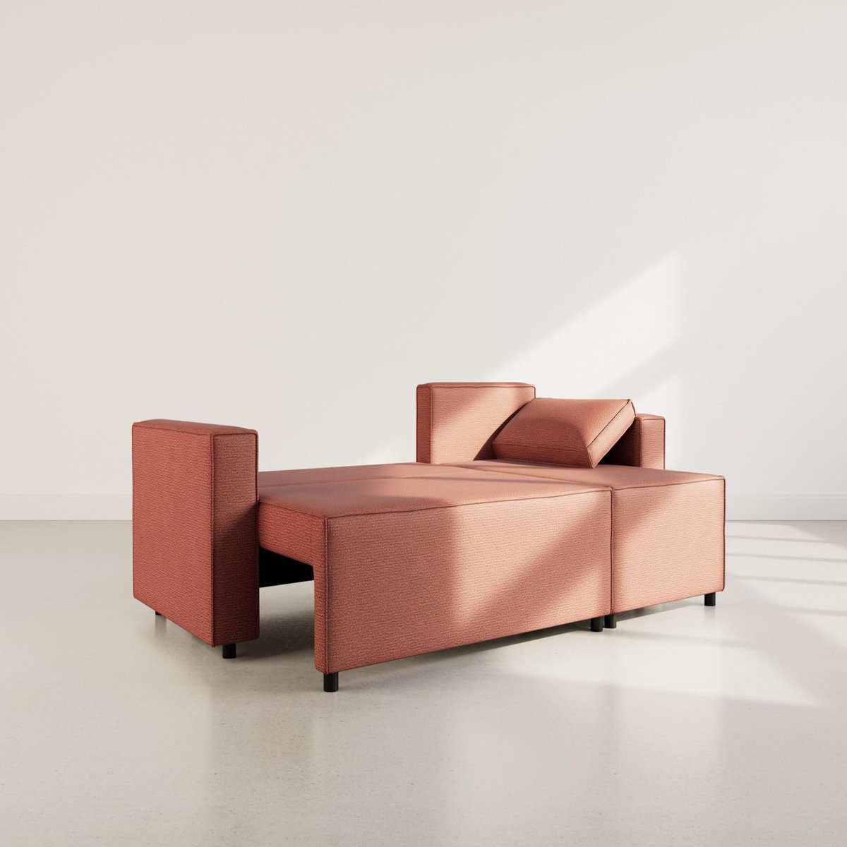 BEST MOBILIER Jonas - canapé d'angle réversible 4 places convertible avec coffre en tissu texturé