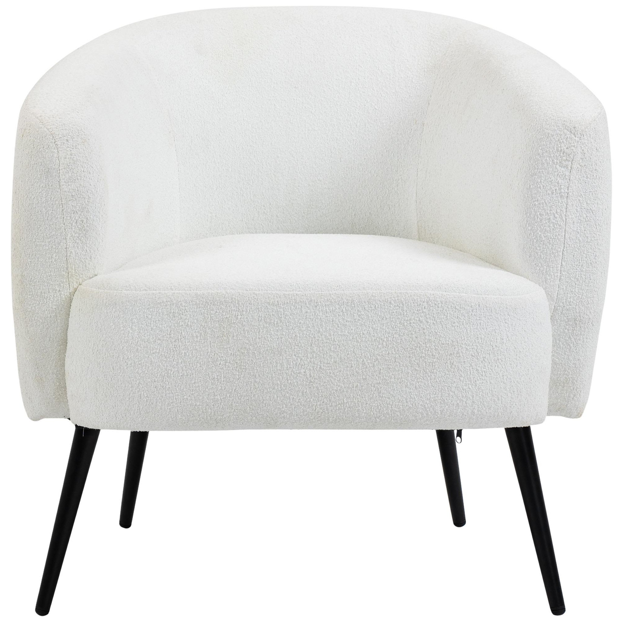 Voir la diapositive 4 : HOMCOM Fauteuil lounge design - piètement effilé incliné métal noir - revêtement effet laine bouclée blanc cassé