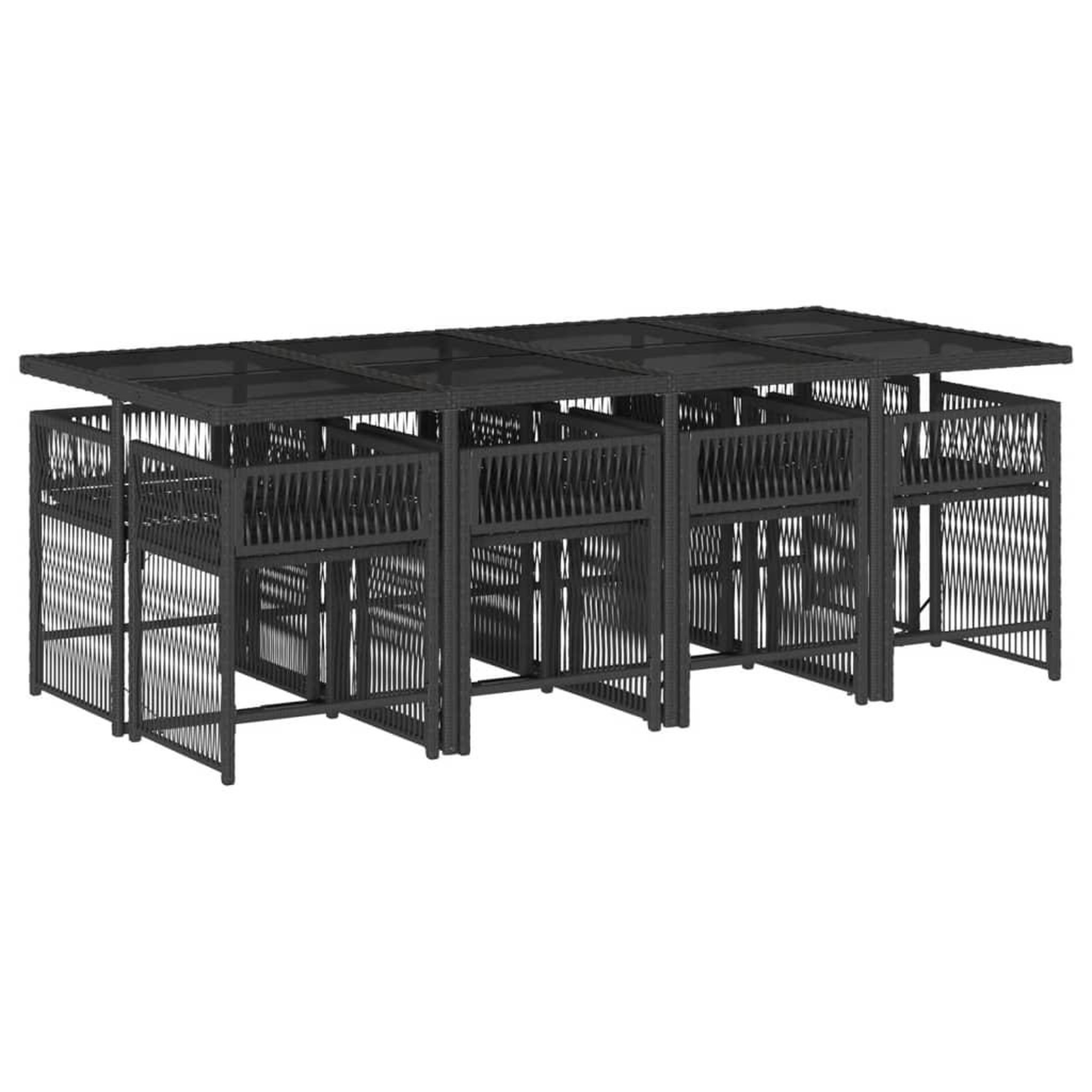 Voir la diapositive 3 : VIDAXL Ensemble a manger de jardin 9pcs coussins noir resine tressee