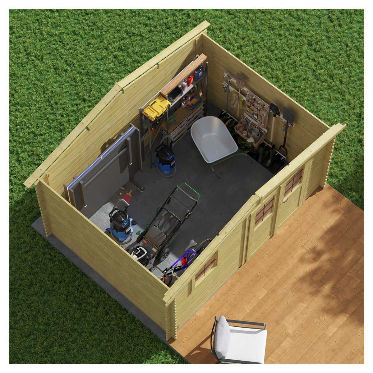 Forest Style Abri bois 28mm ONEGA 11,9m² traité autoclave