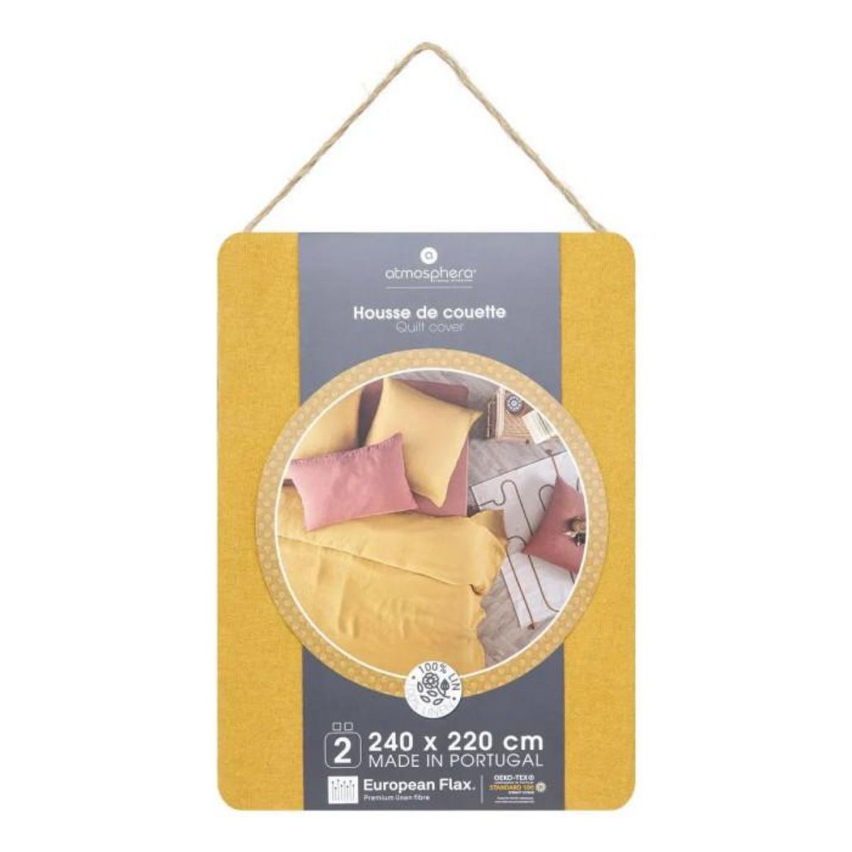 ATMOSPHERA Housse de couette 2 places Morning Sunshine 100% Lin