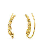 L'ATELIER D'AZUR Boucles d'Oreilles Or 18 Carats 750 Jaune - Contours Grimpeurs - Feuilles