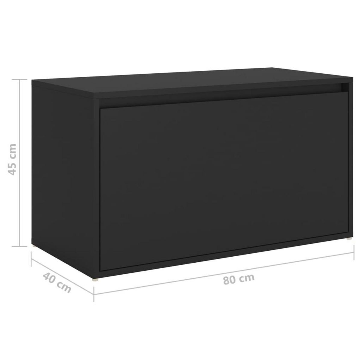 VIDAXL Banc d'entree 80x40x45 cm Noir Bois d'ingenierie