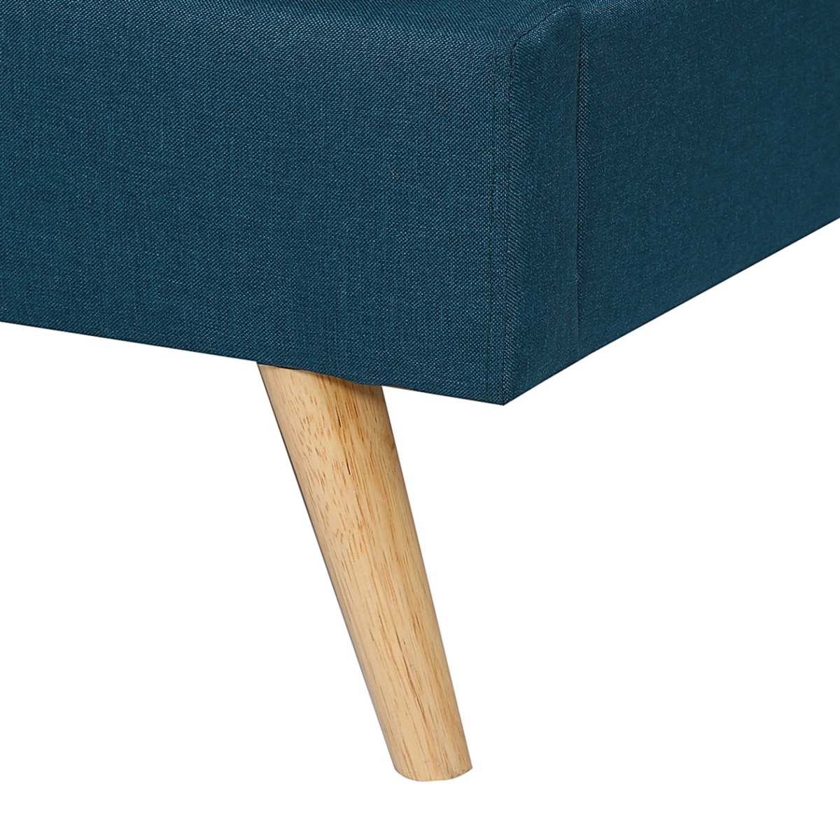 ID MARKET Lit double scandinave OSLO avec tête de lit et sommier 160 x 200 cm tissu bleu canard