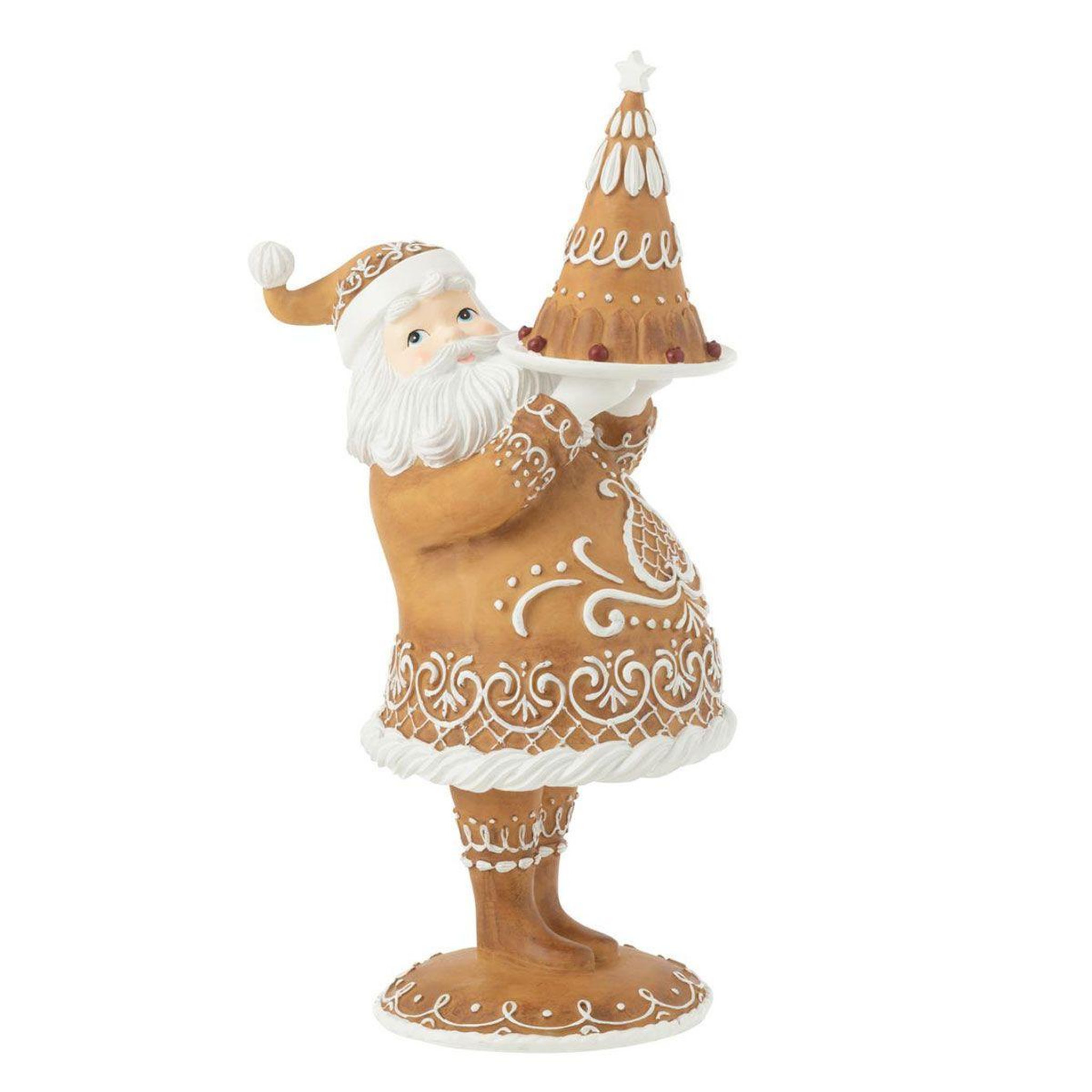 J-LINE Statuette déco père noël  pain d'épice  43cm marron