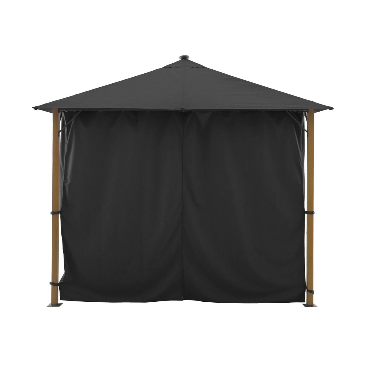SWEEEK Tonnelle 3x3m aluminium effet bois avec rideaux et led - Veluna