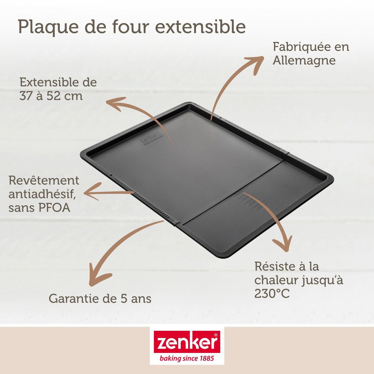 ZENKER Plaque à pâtisserie extensible de 37 x 52 cm Zenker Black Metallic