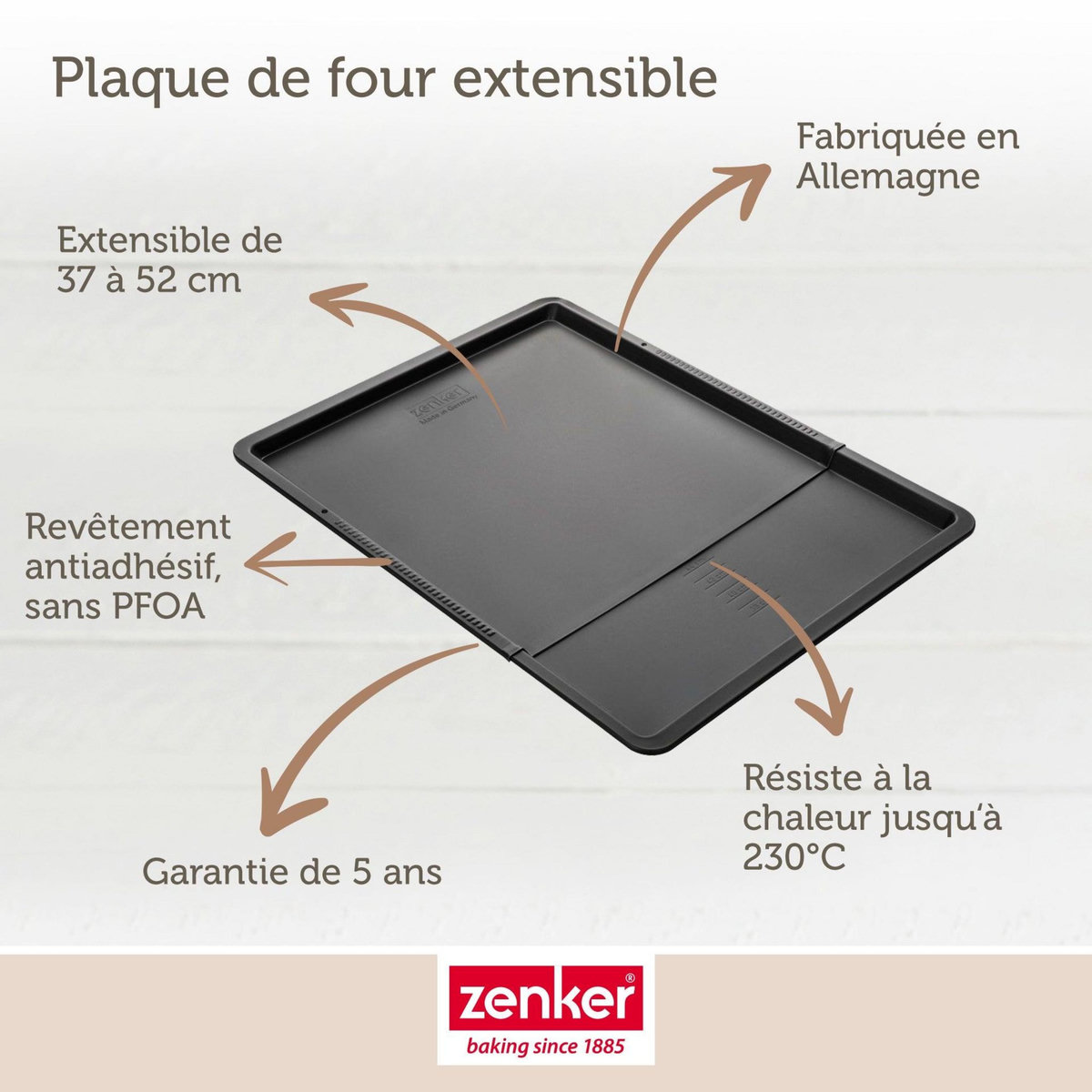 ZENKER Plaque à pâtisserie extensible de 37 x 52 cm Zenker Black Metallic