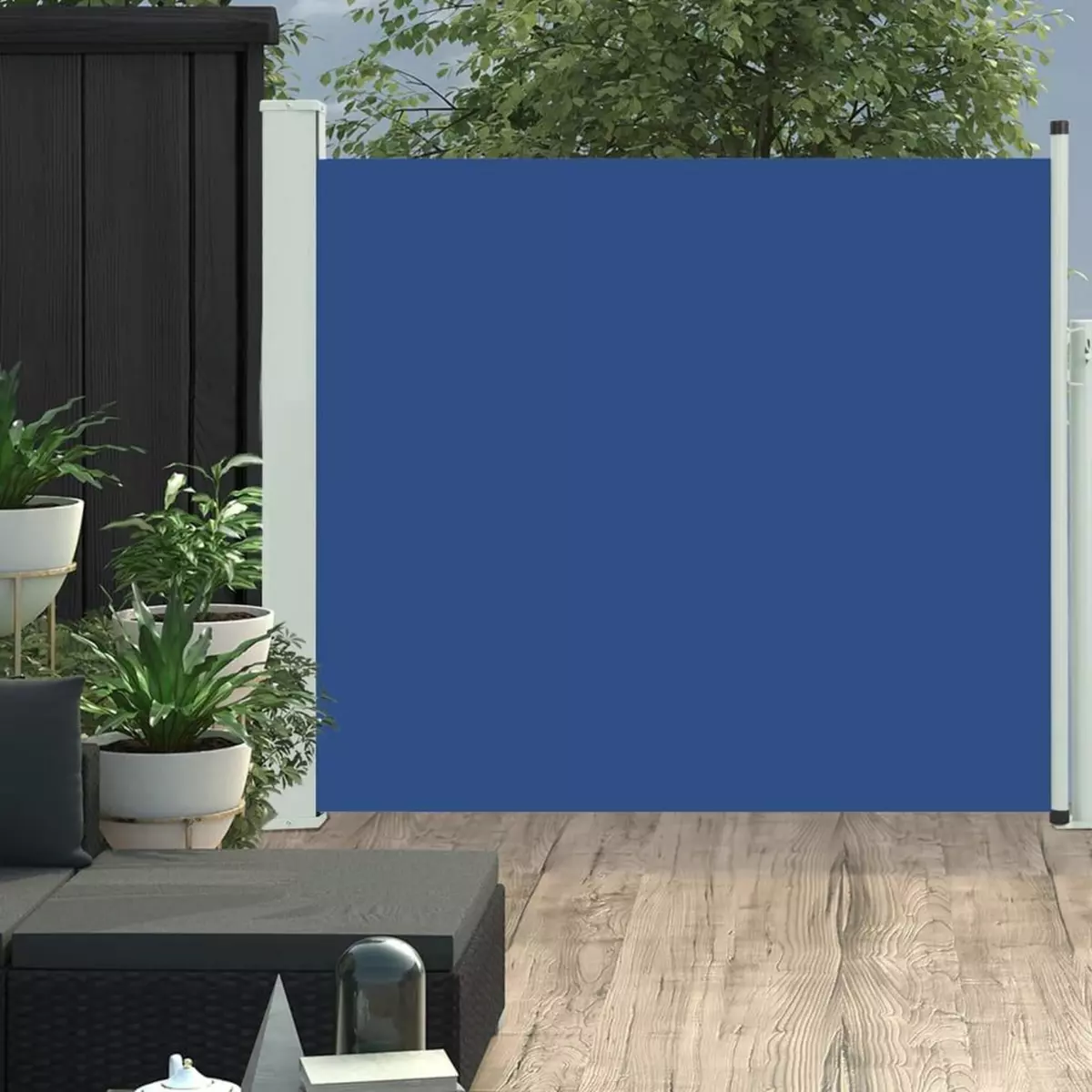 VIDAXL Auvent lateral retractable de patio 100x300 cm Bleu