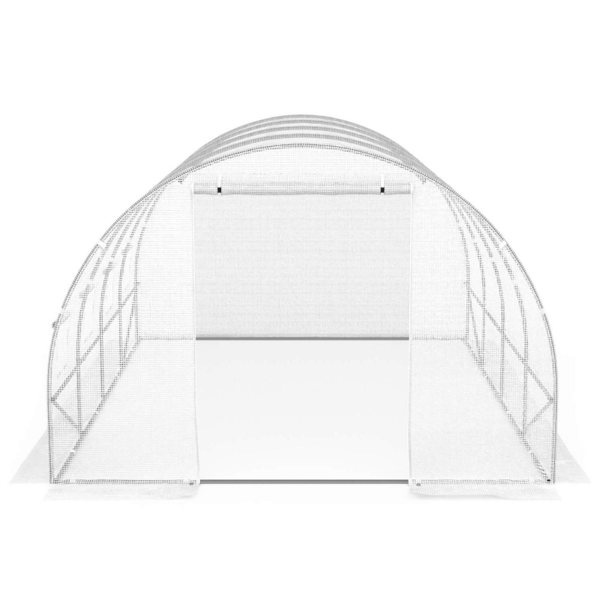 Voir la diapositive 5 : ID MARKET Bâche de rechange pour serre de jardin tunnel 12m² 4 x 3 x 2 m anti-uv avec porte et fenêtres zebra blanche