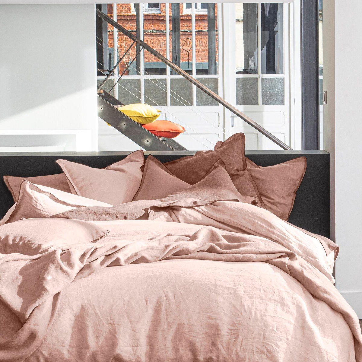 BATON ROUGE Drap housse 100% lin lavé, uni