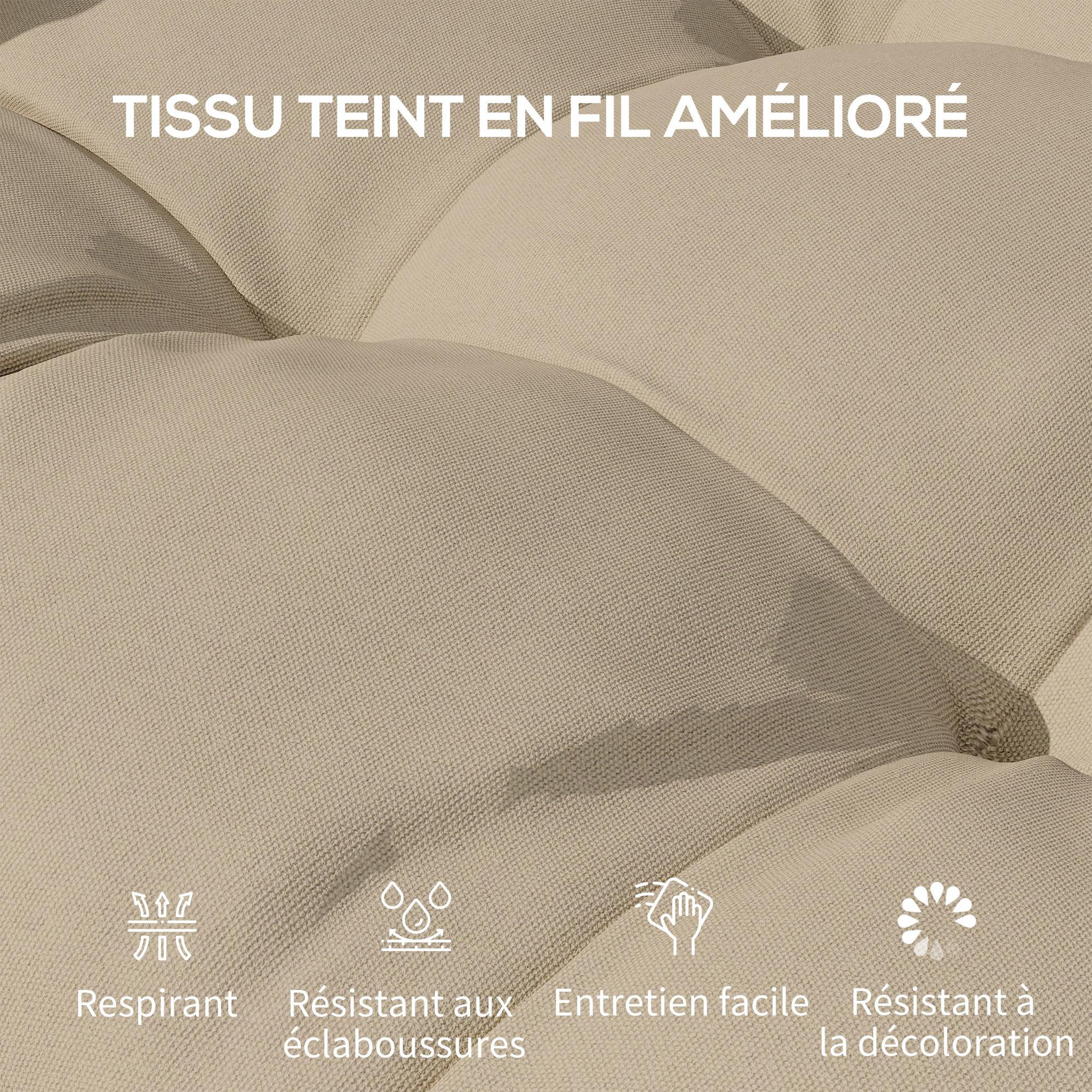Voir la diapositive 6 : OUTSUNNY Lot de 4 coussins de chaise de jardin avec attaches kaki