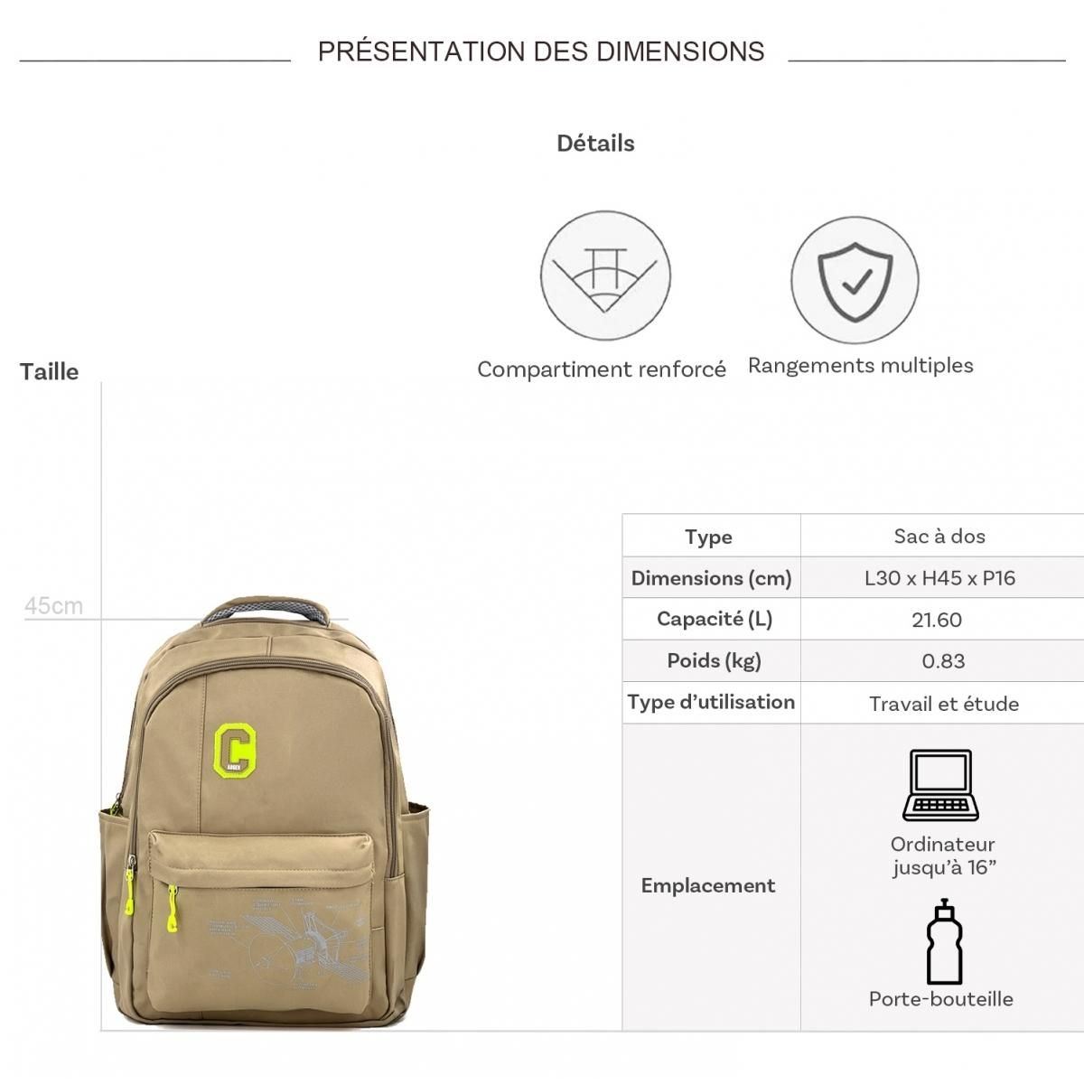 Cactus Sac à dos porte-ordinateur 16