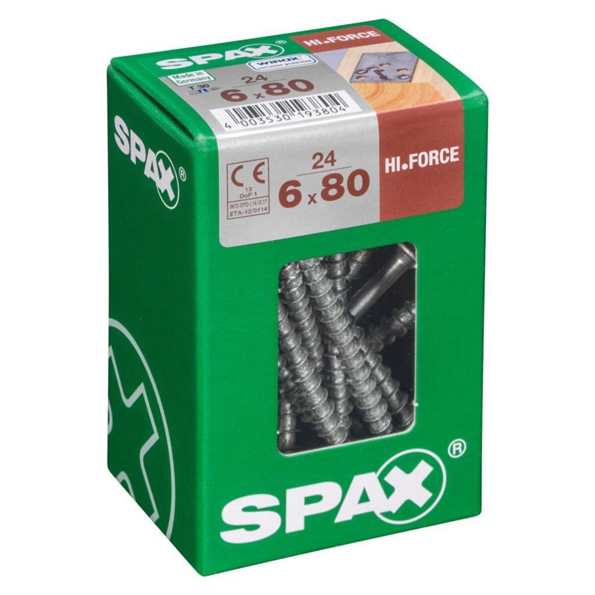 CENTRALE BRICO Lot de 24 vis acier tête fraisée bombée torx SPAX, Diam.6 mm x L.80 mm