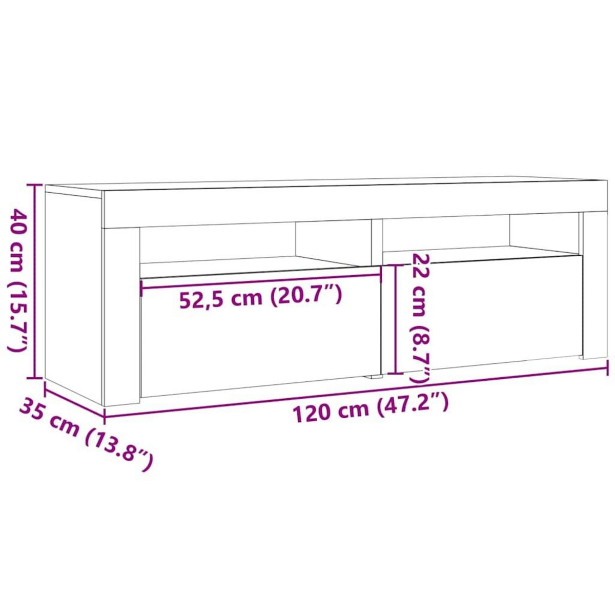 VIDAXL Tables de chevet 2 pcs avec LED vieux bois 60x35x40 cm