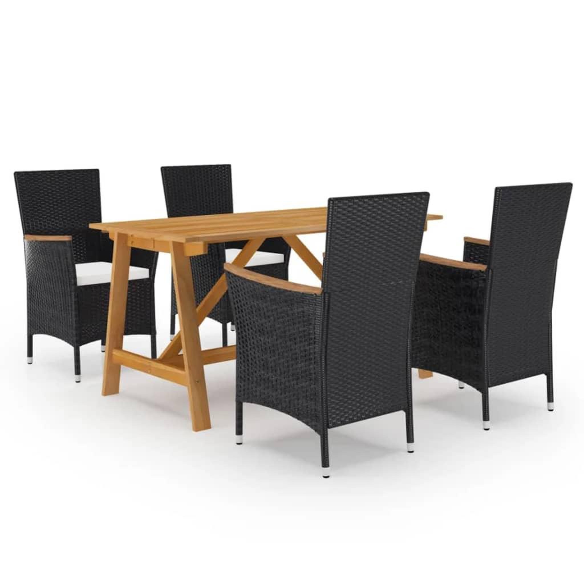 Voir la diapositive 1 : VIDAXL Ensemble a manger de jardin 5 pcs Noir