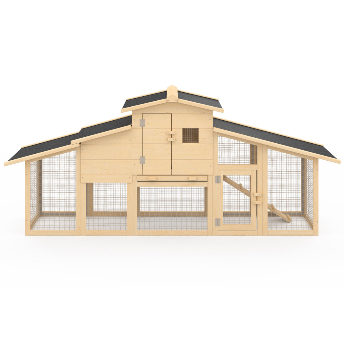 ID MARKET Poulailler VIP avec pondoir et clapier double XXL en bois