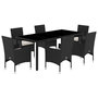 Voir la diapositive 2 : VIDAXL Ensemble a manger de jardin et coussins 7 pcs noir rotin acacia