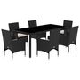 Voir la diapositive 2 : VIDAXL Ensemble a manger de jardin et coussins 7 pcs noir rotin acacia