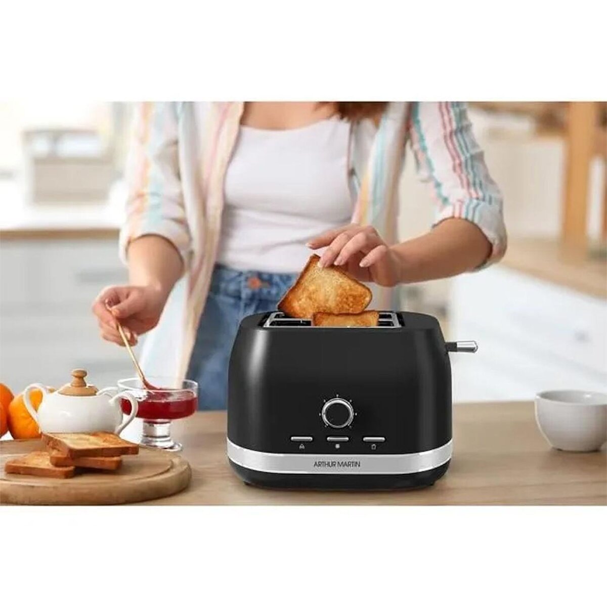 Arthur Martin Grille-pains 2 fentes 800w noir - AMPG240