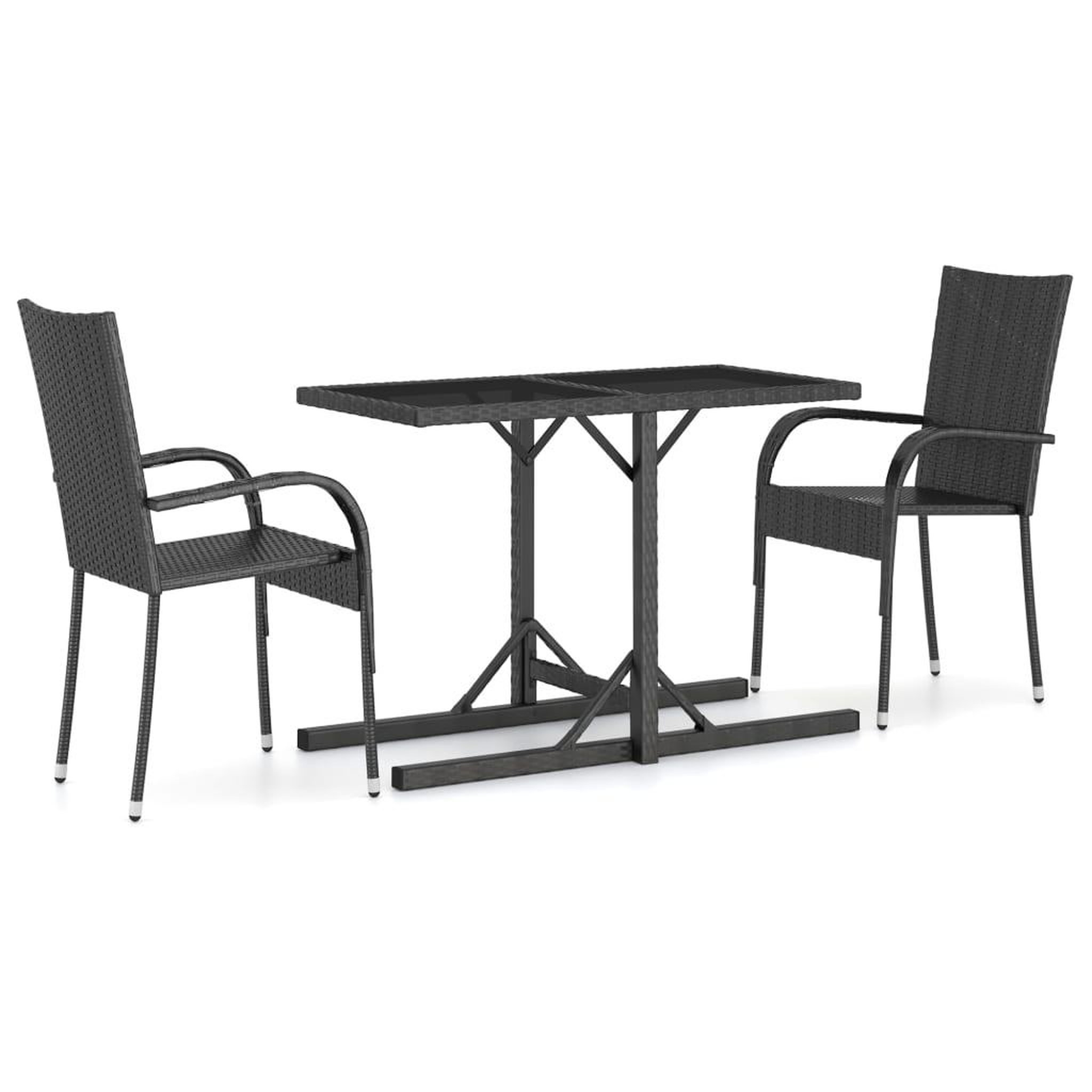 Voir la diapositive 2 : VIDAXL Ensemble a manger de jardin 3 pcs noir