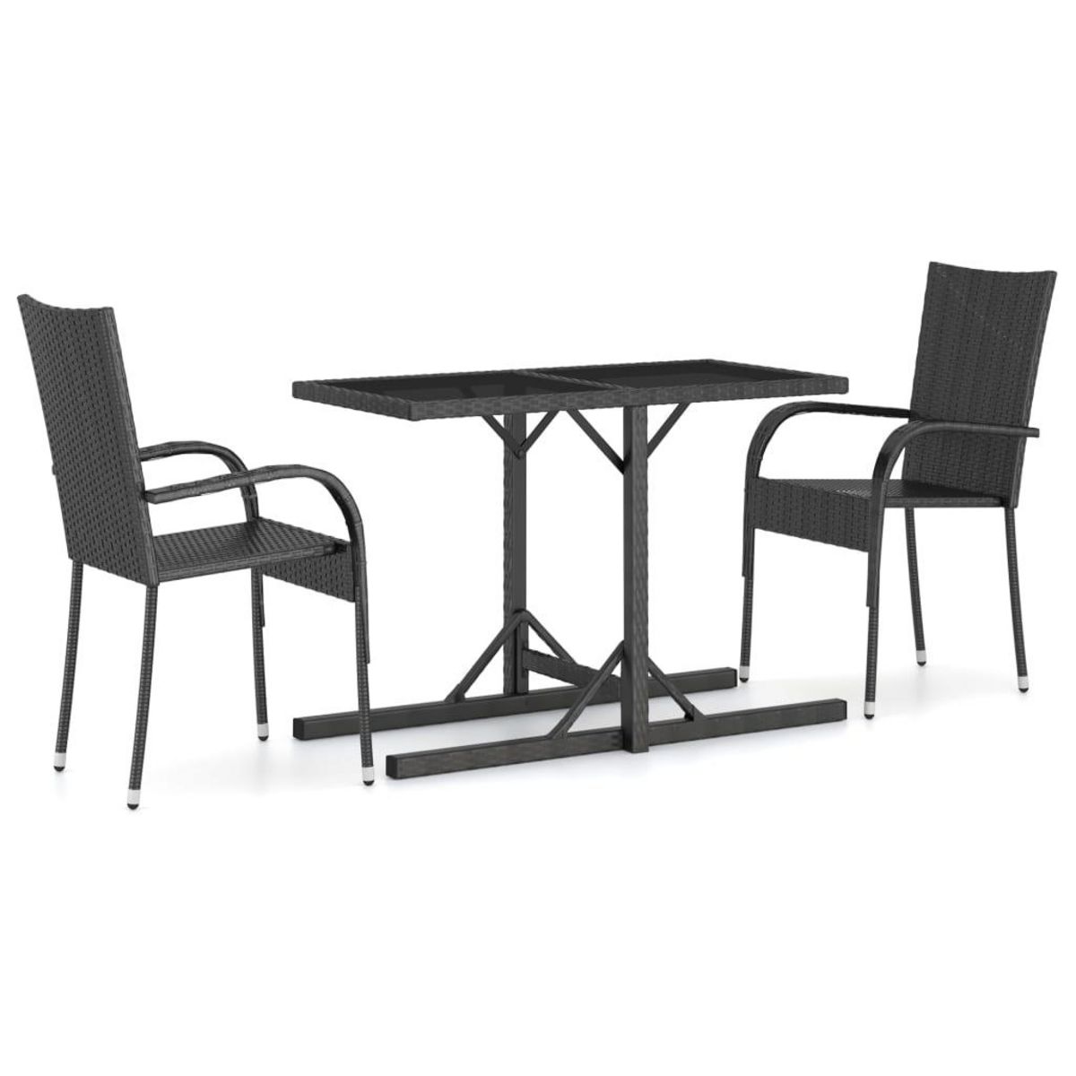 VIDAXL Ensemble a manger de jardin 3 pcs Noir