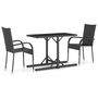 Voir la diapositive 2 : VIDAXL Ensemble a manger de jardin 3 pcs Noir