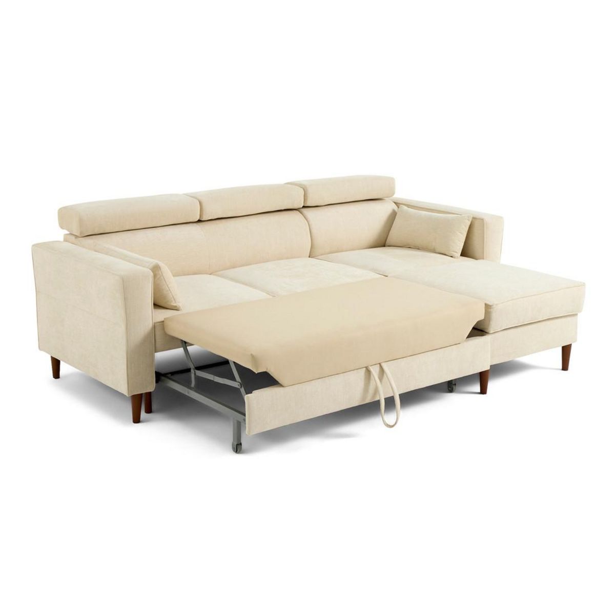 BEST MOBILIER Alicante - canapé d'angle réversible convertible avec têtières - coffre - 4 places - en tissu texturé