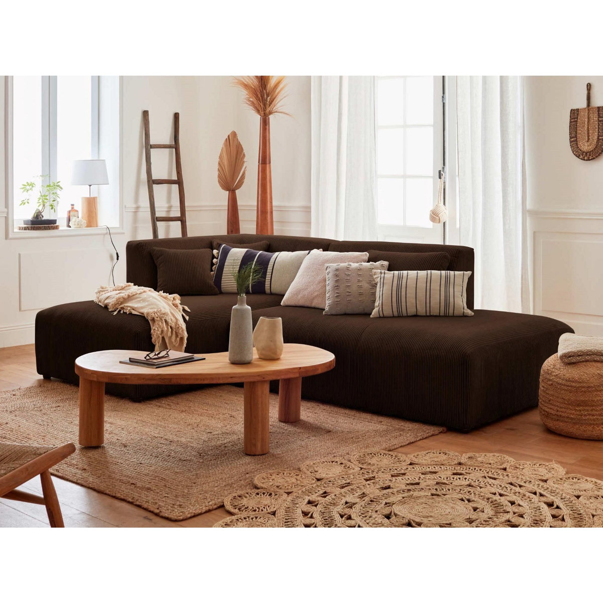 LISA DESIGN Victoire - canapé modulable d'angle gauche - 4 places - en velours côtelé