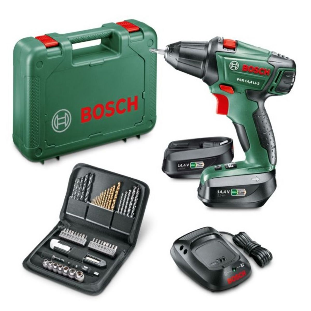 BOSCH Perceuse visseuse 14,4V 2 batteries + 51 accessoires