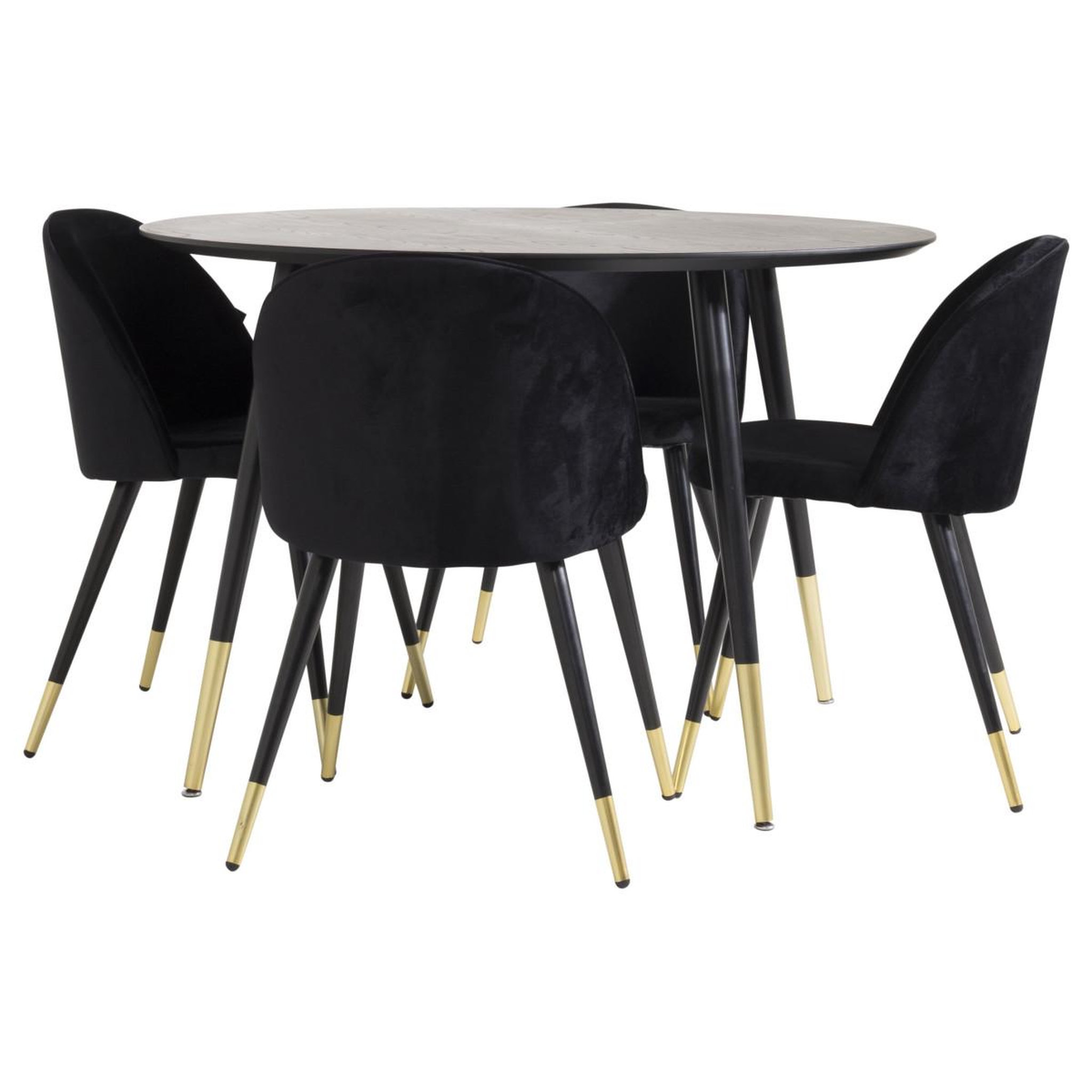 Paris Prix Ensemble table à manger & 4 chaises  dipp & velvet  115cm noir