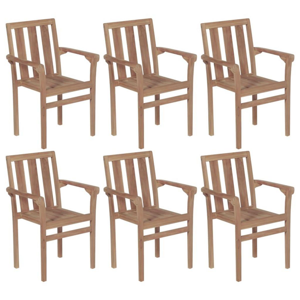 VIDAXL Chaises de jardin empilables lot de 6 Bois de teck solide